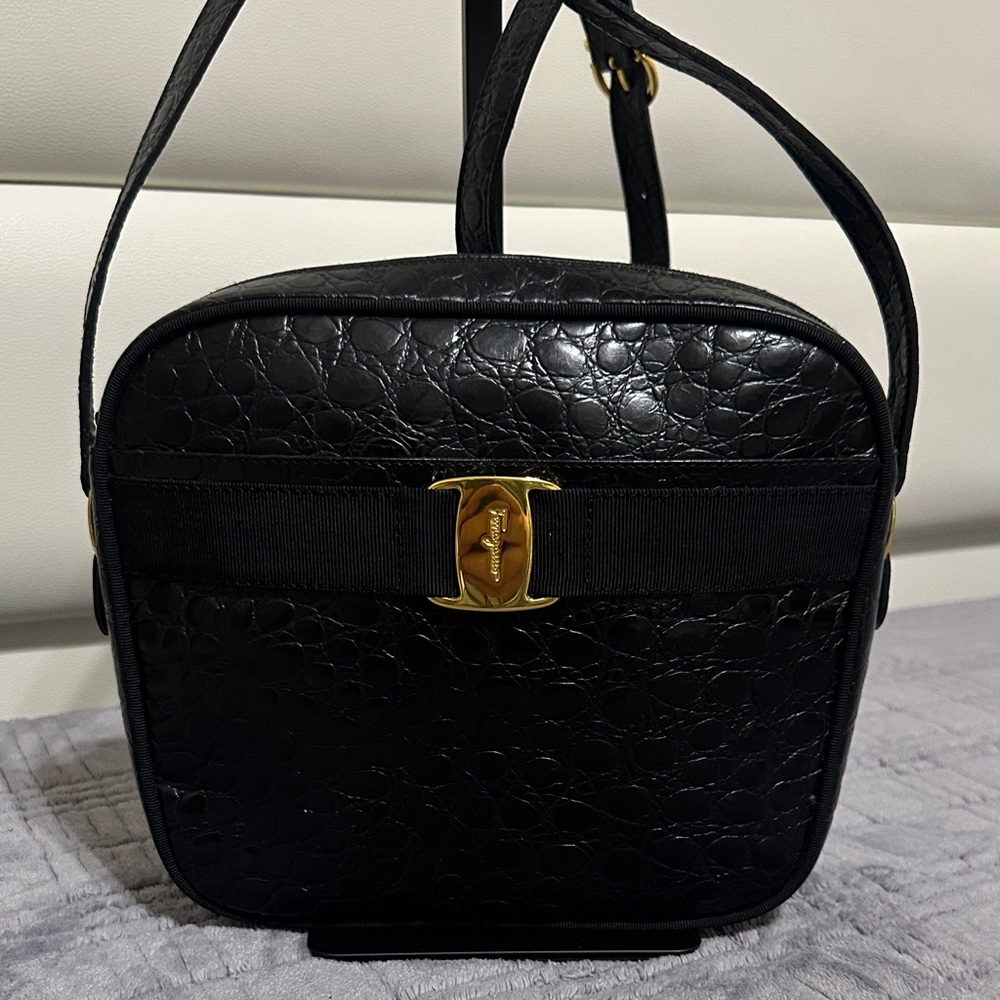 Salvatore Ferragamo Black Leather Crossbody Bag